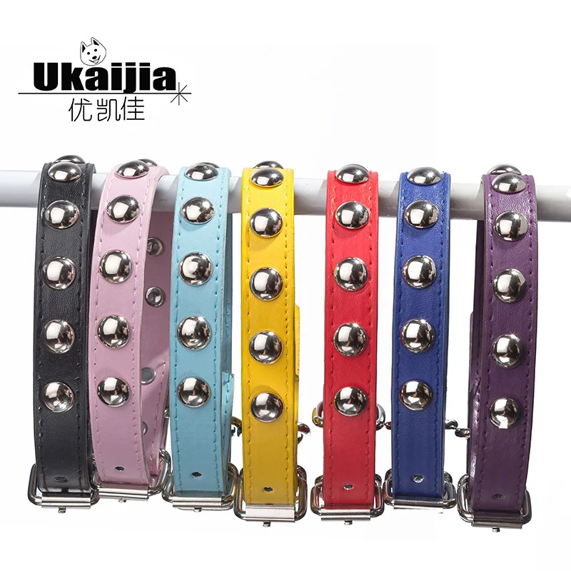 Factory Direct Sales Mushroom Rivet PU Leather Pet Collar Dog Traction Rope Dog Leash Pet Collar Spot Yiwu Wholesale