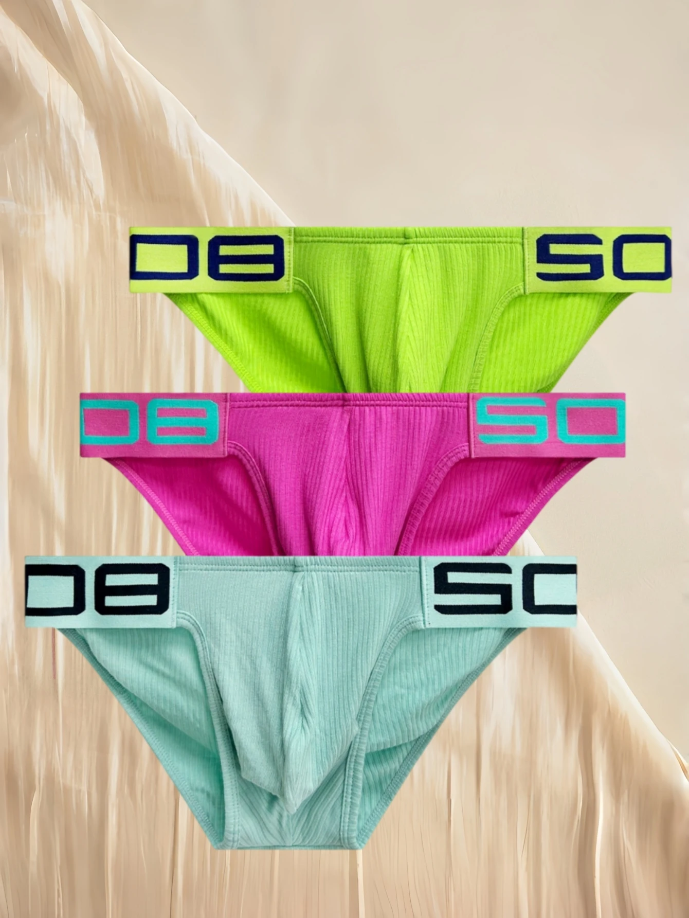 Men's Breathable Triangle Underwear with Wide Waist And Vertical Stripe Texture Comfortable Home Underwear Single Piece