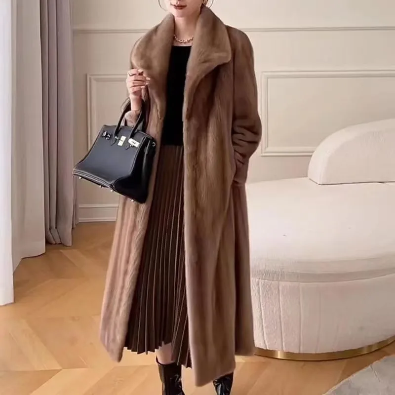 New Coat Fur Coat Environmentally Friendly Mink Fake Fur Elegant Velvet Extended Version Long Faux Fur Coat
