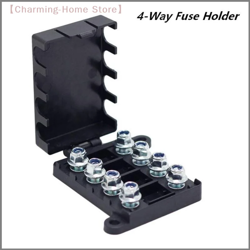 【M】4-Way Fuse Block Heavy Duty 4-Circuit Midi ANL Fuse Holder With Cover Automotive Power Distribution Box For Car Boat RV Truck