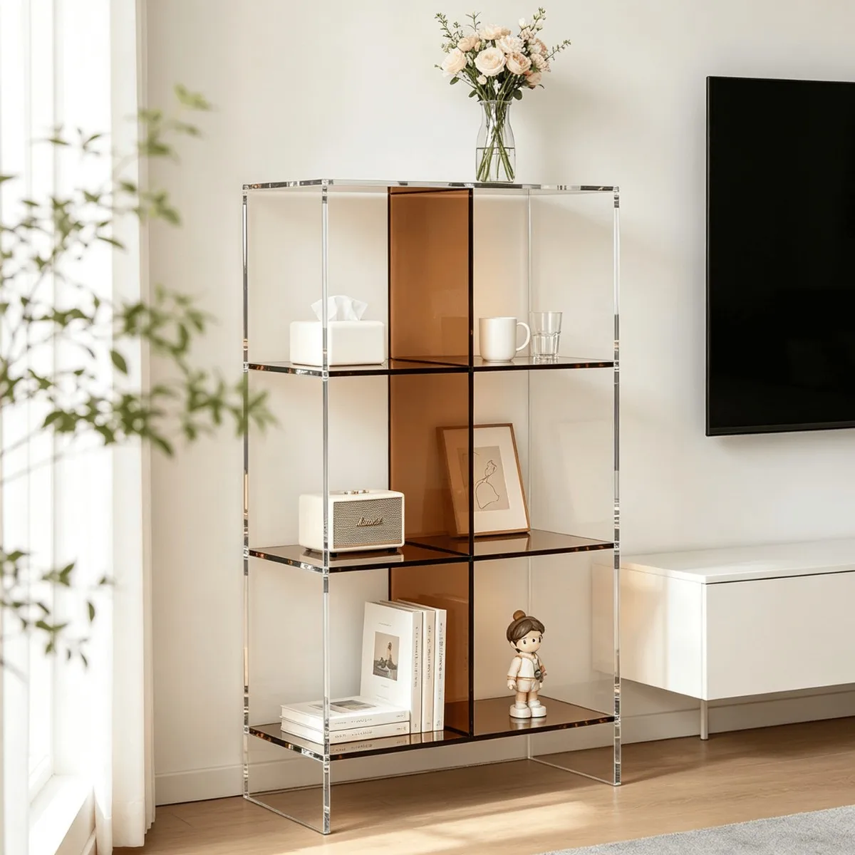 Acrylic display rack Living room multi-layer figure storage display rack Household sundries book storage rack