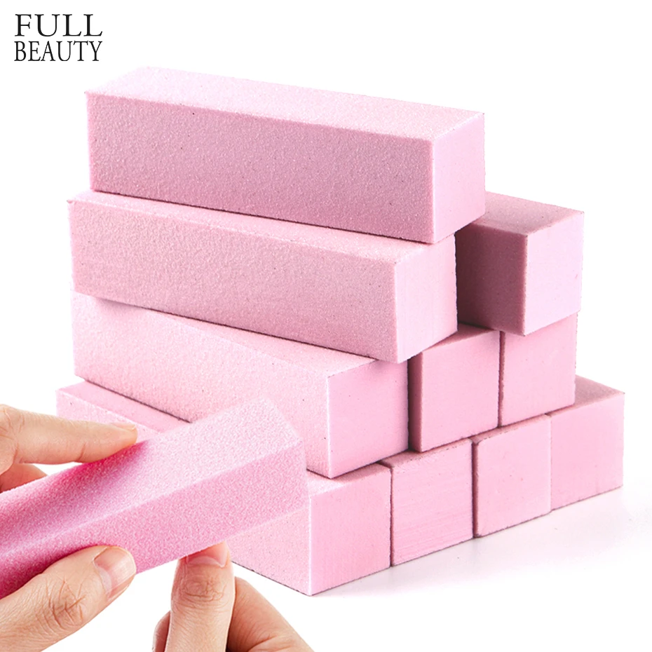 Sanding Nail Buffer Polishing Block Pink White Professional Nail Files Sponge Sandpaper For Manicure Accessories Pedicure Tools