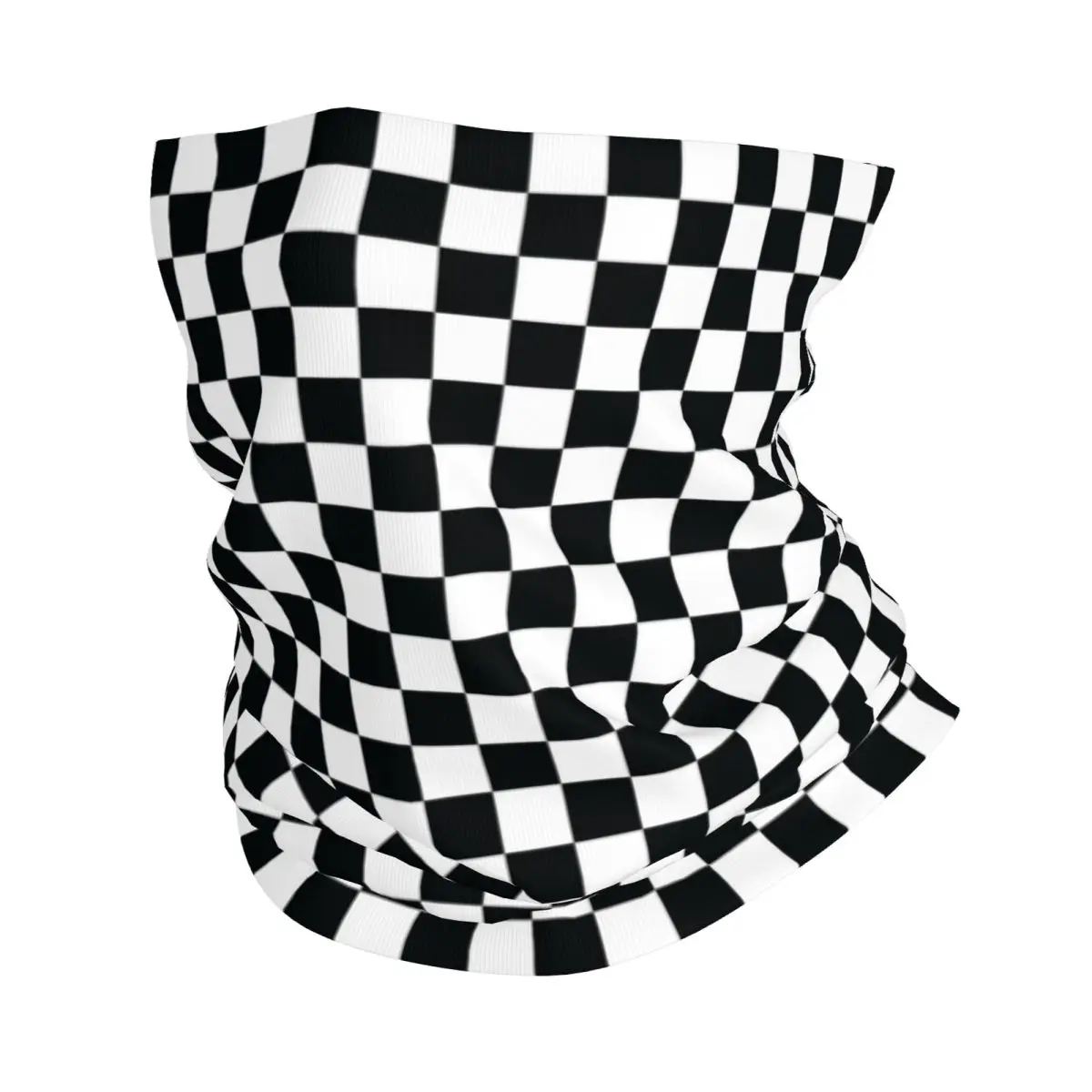 Custom Black White Checkered Plaid Grid Winter Headband Neck Warmer Men Women Ski Running Tube Scarf Face Bandana Gaiter