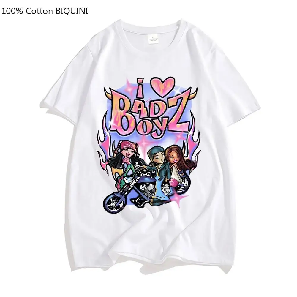 

Bratz T Shirt Women/Men Cartoon Print Harajuku T-Shirt 100% Cotton Pink Tops 2022 Summer Girls Fashion Short Sleeved Tees Bratzs