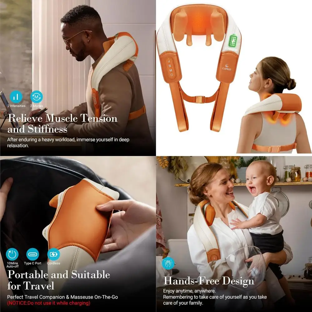 

Массажер Шиацу с подогревом – идеален для мужчин и женщин, беспроводной, для глубокого массажа плеч и снятия боли, улучшенная функция разминания для мышц