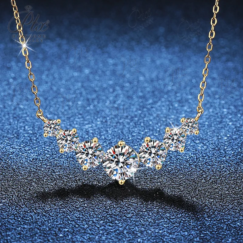 2.8 Carat Moissanite Pendant 7 Stones Necklaces 925 Sterling Sliver Fine Jewelry Necklace Lady Birth Stones Wedding Gift Jewel