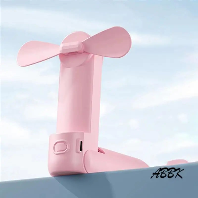 

ABBK-ручной вентилятор, перезаряжаемый мини-портативный мультяшный USB-вентилятор, небольшой подарок, можно разместить на настольном портативном маленьком вентиляторе