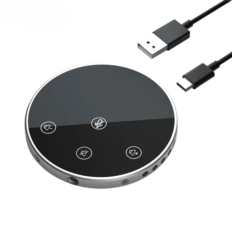 

Desktop USB Conference Speakerphone Microphone Touch-Sensor Buttons 360 Omnidirectional Condenser Plug & Play with Speaker