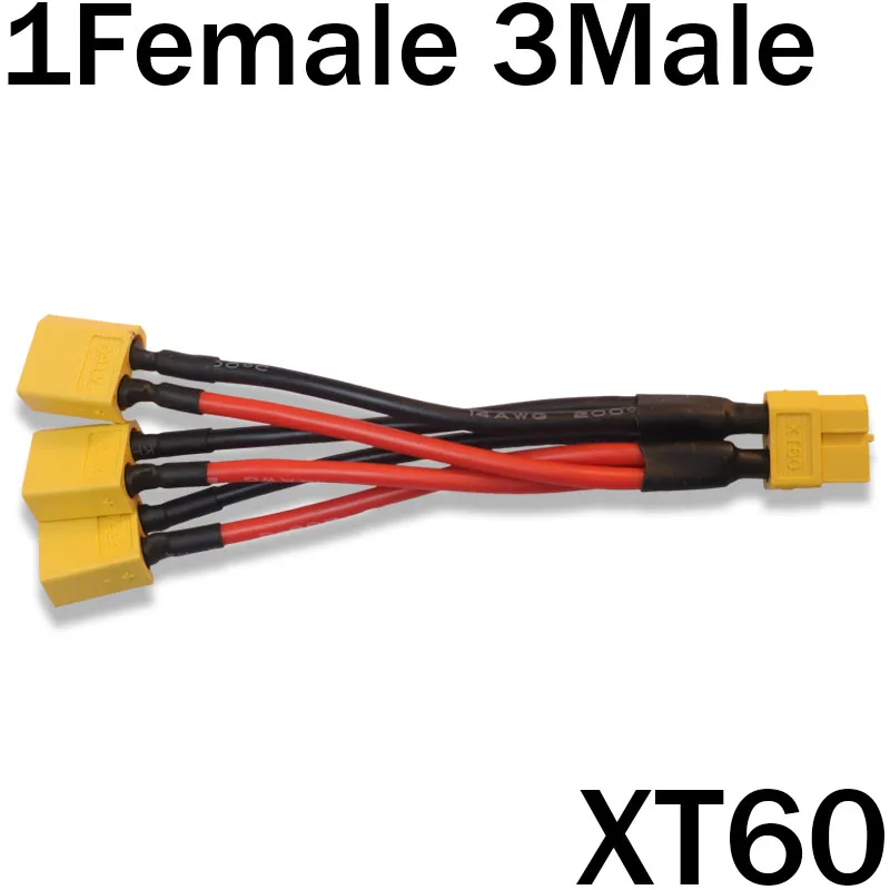 XT60 1F 3M Parallel Battery Connector  12AWG Silicone Wire Male/Female Dual Extension Y Splitter 100mm for Battery Charger Motor