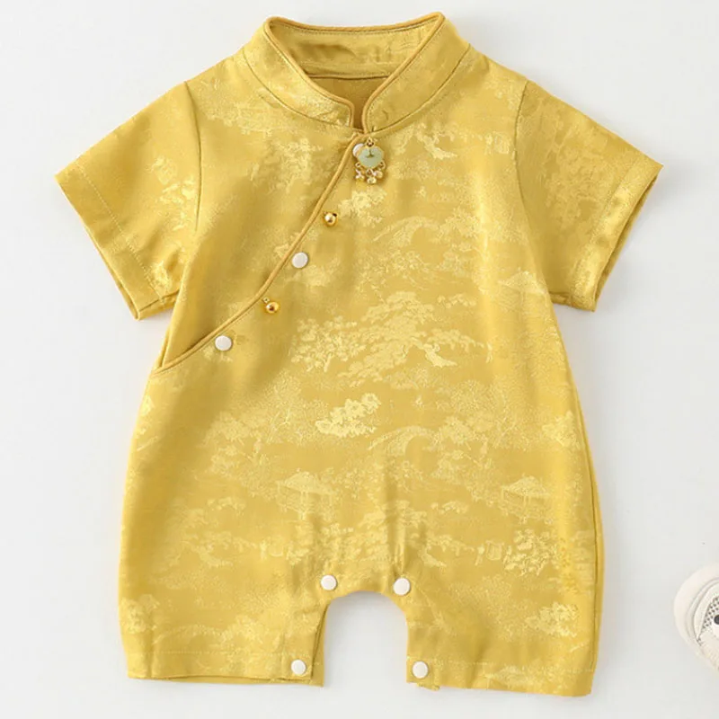 

Summer Rompers Newborn Girls Clothes Fashion Chinese Style Cute Print Short Sleeve Jumpsuits Baby Boy Boutique Clothing B123