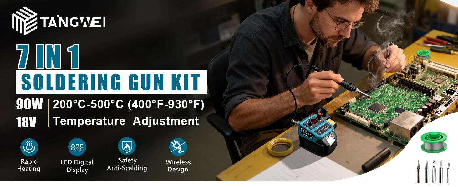 Für Makita 18V Akku-Lötkolben 90W, LCD-Digitalstation mit 5 Spitzen, 200-500 ° C für Elektronikreparatur – Detail 2