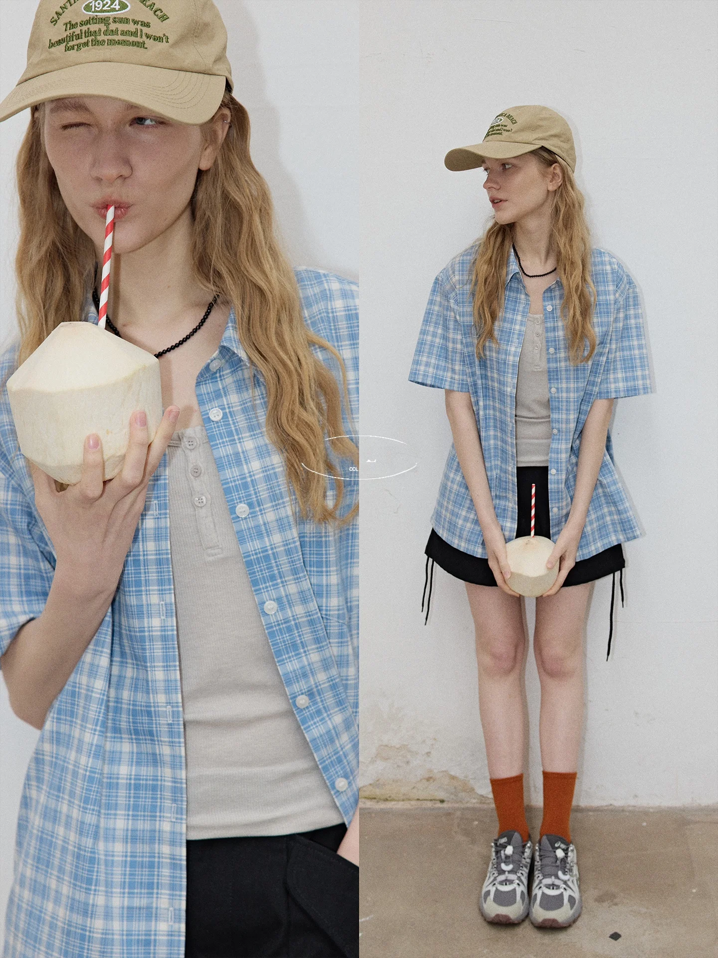 

Женская повседневная свободная рубашка BMLT с коротким рукавом и отложным воротником, в клетку, дышащая, комфортная, в художественном стиле, из чистого хлопка, коллекция Лето 2026