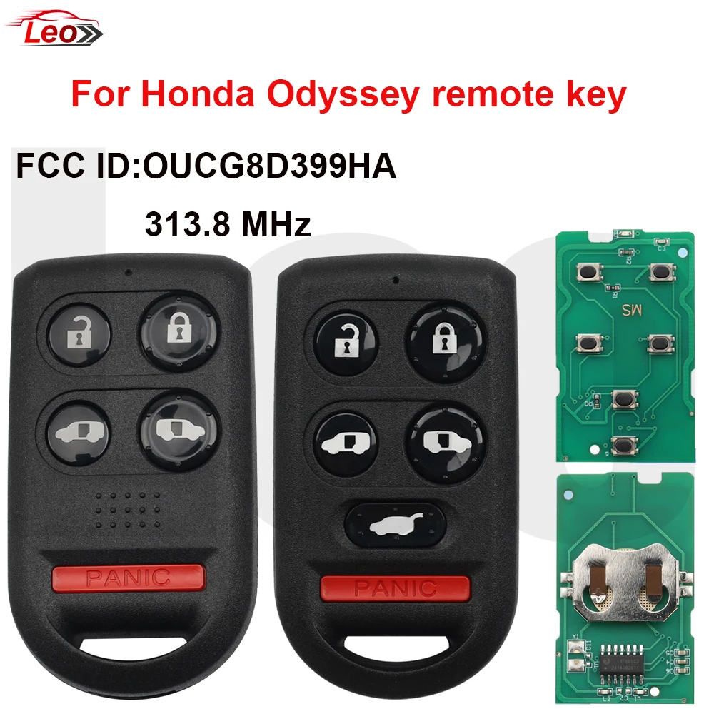 Leo FCC ID:OUCG8D-399H-A 313.8MHz 5/6button 74127-SHJ-A21 Car remote key for Honda Odyssey key 2005 2006 2007 2008 2009 2010
