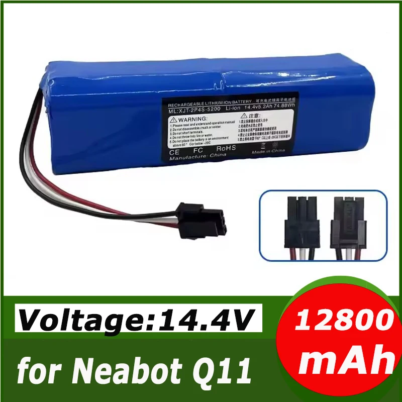 

14.4V Rechargeable Li-ion Battery for Neabot Q11 Robot Vacuum Cleaner Replacement Accessories 12800mAh 14.8V