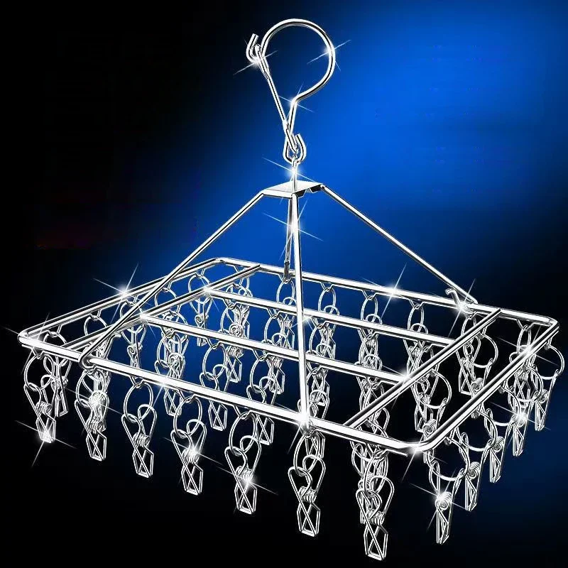 Stainless Steel Windproof Clothespin Laundry Hanger Clothesline Sock Towel Bra Drying Rack Clothes Peg Hook Airer Dryer