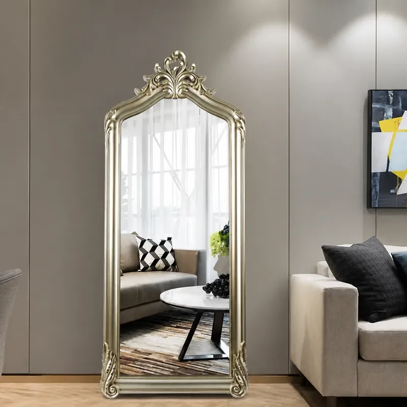 Simple Carved Full Body Mirror for Clothing Store Fitting Room Living Room Corridor Retro Floor Standing Dressing Large Wall