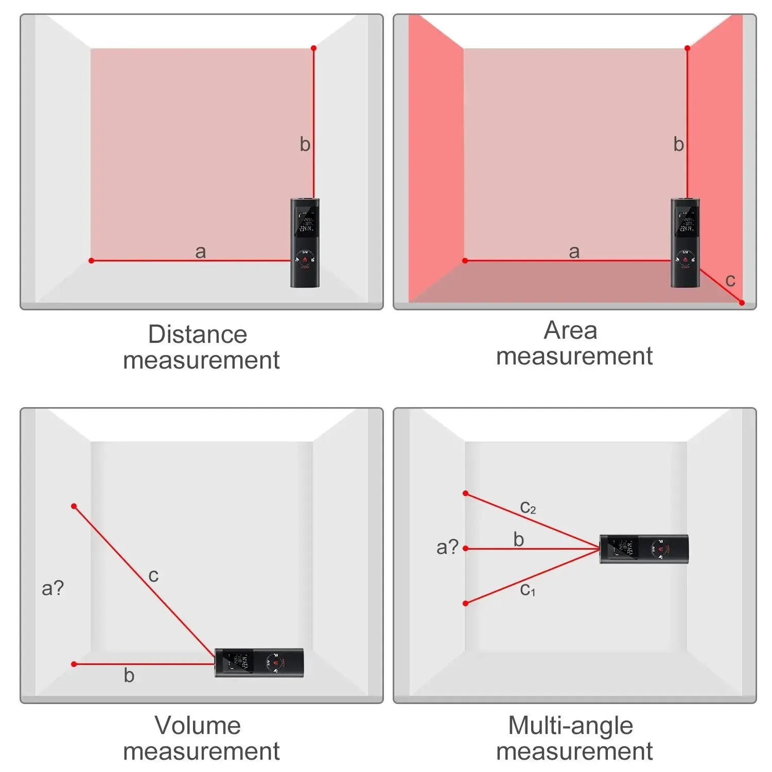 Mini Laser Distance Meter 40M 60M Measure Infrared Rangefinder USB Rechargeable Portable Handheld Laser Range Finder Tape