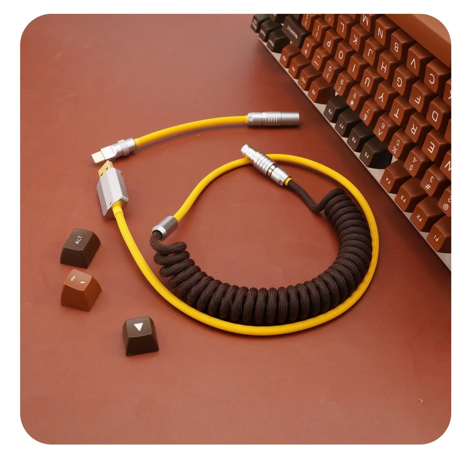 GeekCable Manual Custom Mechanical Keyboard Data Line GMK Theme SP Key Cap line Chocolate yellow