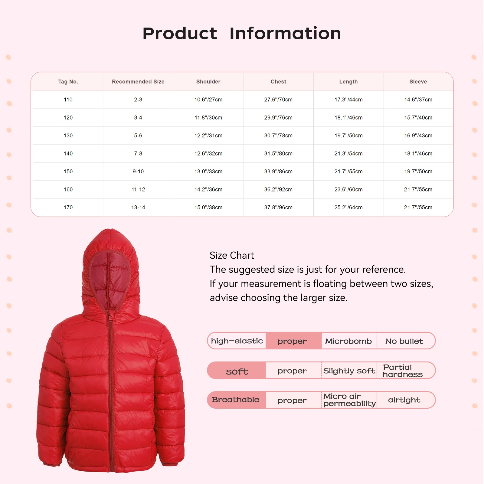 Kids Teens Winter Warm Coat Puffer Padded Jacket Boys Girls Light Outerwear Long Sleeve Hoodie Ultra Lightweight Coat for 2Y-13Y