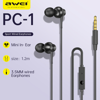 Awei PC-1 3.5mm In-Ear Wired Earphones Mobile Wired Earphone Sport Headphone With Microphone For Phone Stereo Super Bass Earbuds