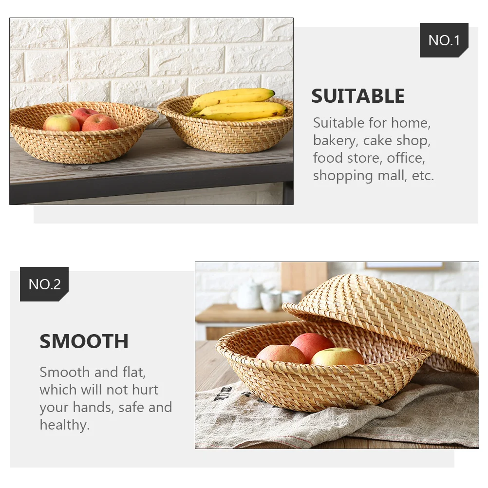 

1pc Rattan Snack Basket Natural Material Food Storage Organizer For Kitchen Home Office Bread Fruits Vegetables Rattan Bread