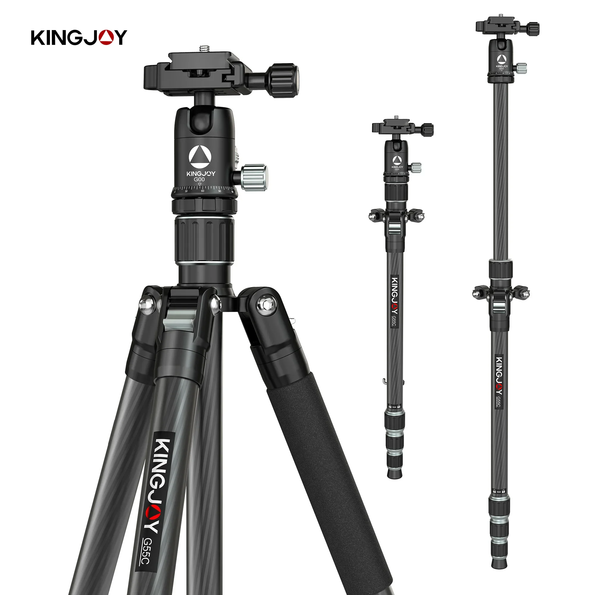 

KINGJOY G55C Professional trepied Lightweight Carbon Fiber Stativ Foldable Camera Tripod Stand with Ball Head G0 for Travel