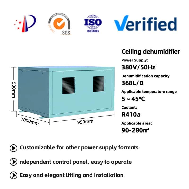 Ceiling Duct Type Dehumidifier For Mushroom, Fruit Planting, Basement, Swimming Pool And Indoor Humidity Control