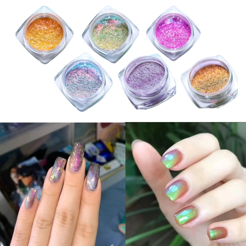 Coloretto Móng Bột, Chuyển Màu Móng Bột Sắc Tố Glinks Bụi Hiệu Ứng Gương Cho Gel Lan Móng Tay Decors Trang Sức Giọt