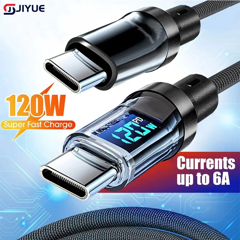 120W USB To Type C Digital Display Cable Fast Charging 100W PD Type C To Type C Cable For Xiaomi HUAWEI Macbook IPad