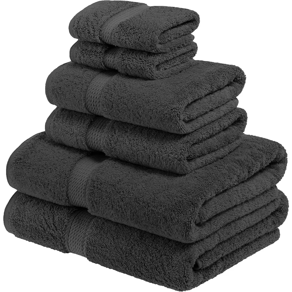 6-Piece Egyptian Cotton Towel Set, Ultra-Soft Quick Dry Bath, Hand, Face Towels