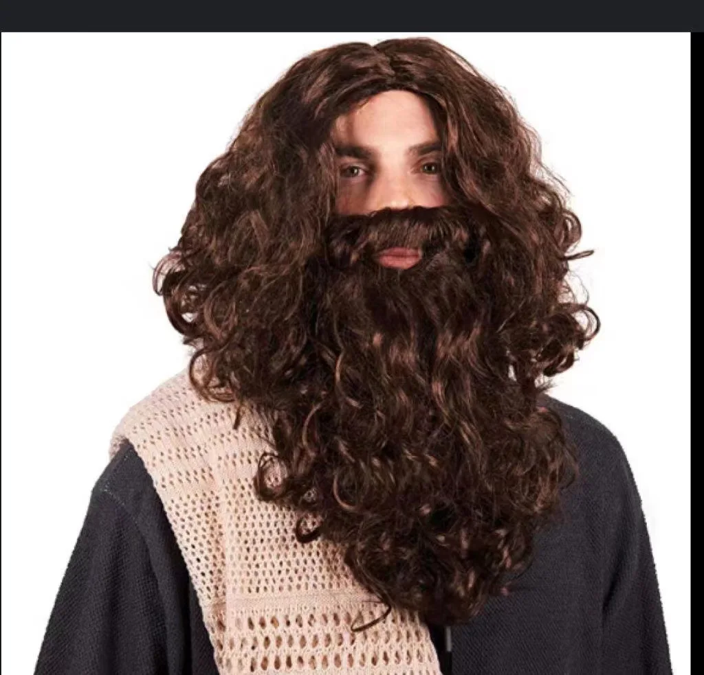 Halloween Mannen Jesus Cosplay Kostuum Witte Lange Jezus Gewaad Verkleedkleding Volwassen Mannen Jesus Rollenspel Feestkostuums