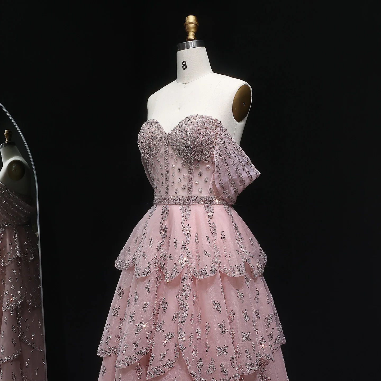 Sharon Said Luxuriöses Rüschen-Ballkleid in Rosa, Elegantes Gelbes Abendkleid, Formelles Ballkleid 2026 für Damen, Hochzeitsfeier, SS612, Maßanfertigung – Detail 21