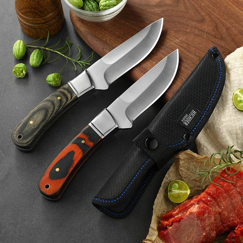 Boning Meat Cleaver Knife Stainless Steel Mongolian Kitchen Hand Meat Fruit Knife Roasted Whole Lamb Steak Knife with Cover