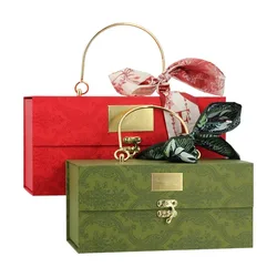 Book Shaped Paper Gift Box Metal Handle Wedding Party Bridesmaid gifts Packaging Cardboard Carton With Colorful Silk Scarf