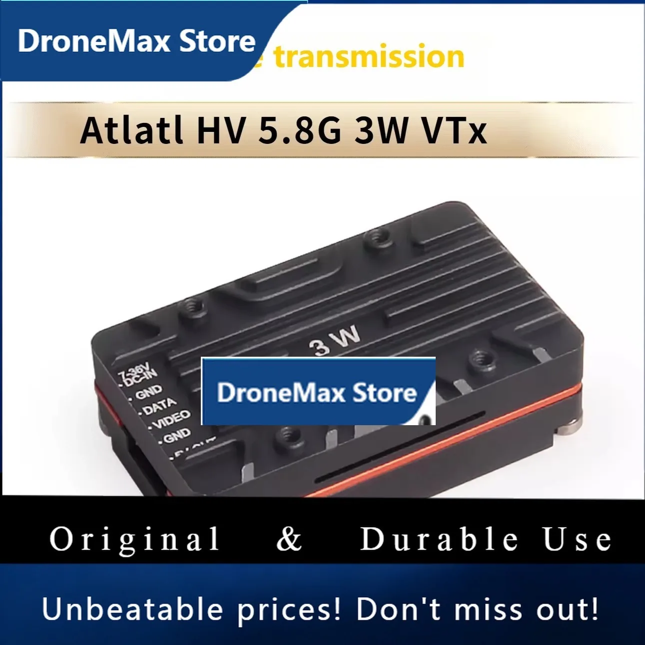 DroMaHolybro Atlatl HV 5.8G 3W High-Power VTx Video Transmission For Multirotors And Fixed-Wings: Long-Range, Low-Latency