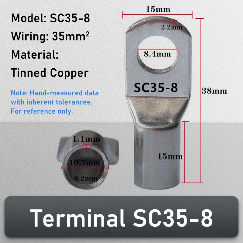 2/5/10/20/50 Stuks 10-70mm2 M6 M8 M10 SC Type'Vertind Koperdraad Neus Terminal Crimp SC Lugs Ring Kabel Connector Kit - afbeelding 1