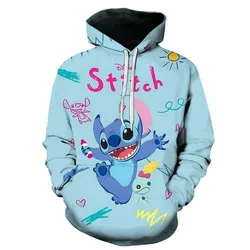 Disney-Sweat à capuche imprimé dessin animé 3D Stitch pour hommes, pulls respirants, vêtements pour hommes, mode automne, Y-New