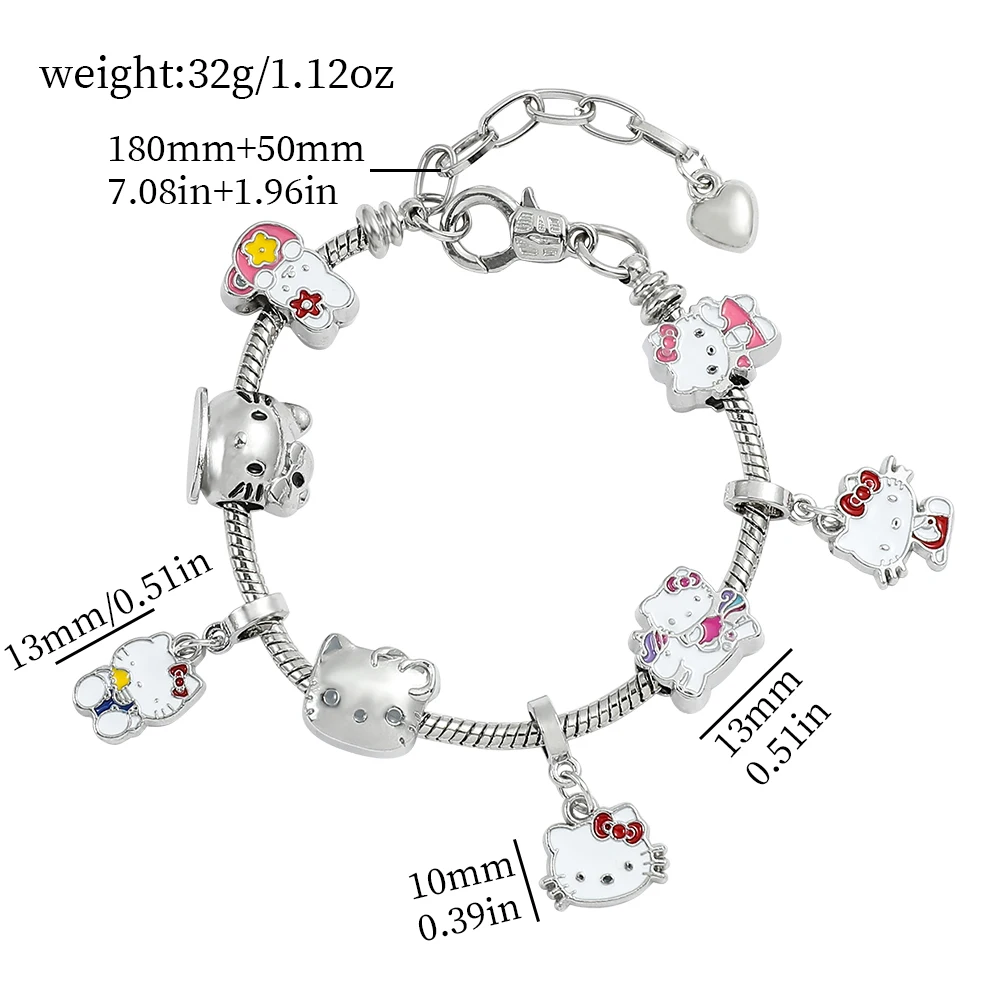 Gelang figur Anime Sanrio untuk anak-anak, gelang pesona lucu, Hello Kitty, perhiasan Kawaii buatan tangan, hadiah untuk anak perempuan