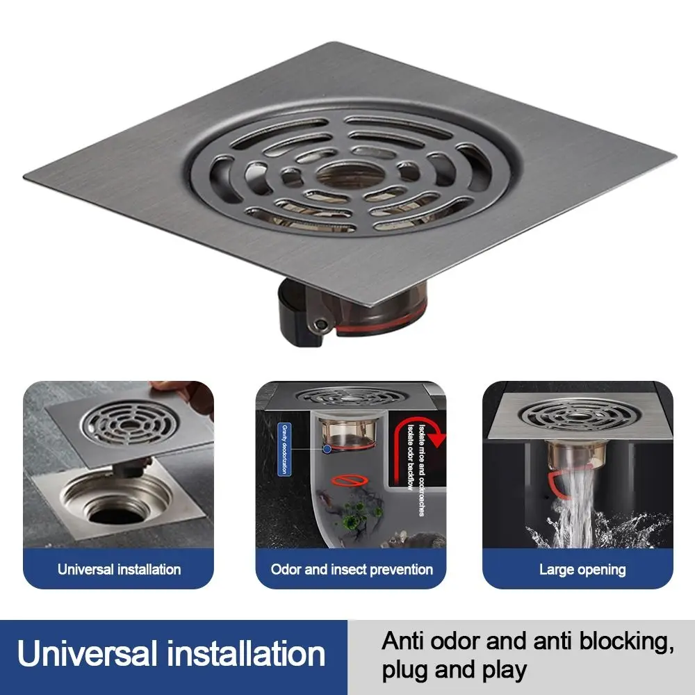 Square Bathroom Floor Drain Seal Stopper Anti Odor Drain Cover large outfall Insect Prevention Basin Drain Filter