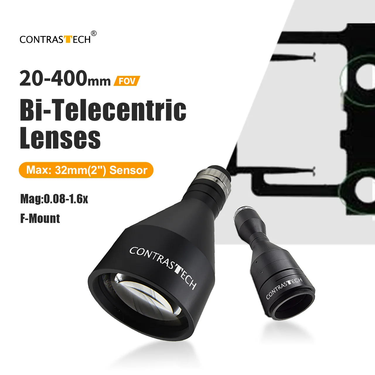 

High DOF 2" 75lp/mm F/M58 135mm Mag. Телецентрический объектив 0,678X для контрастной идентификации компонентов