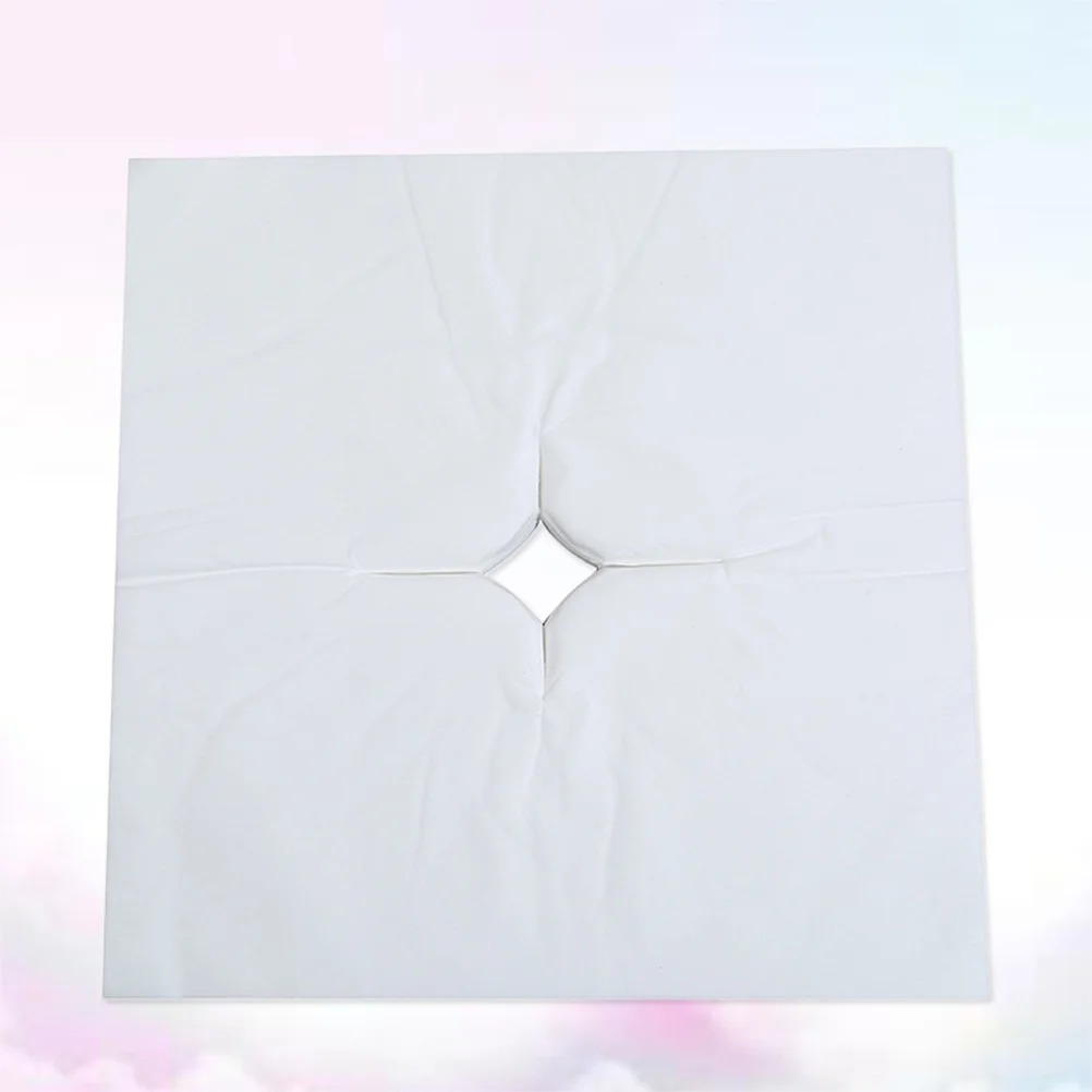 100개입 얼굴 마사지 커버 패드 일회용 부직포 침대 베개 타월 커버 살롱 스파용 통기성 얼굴 구멍 매트