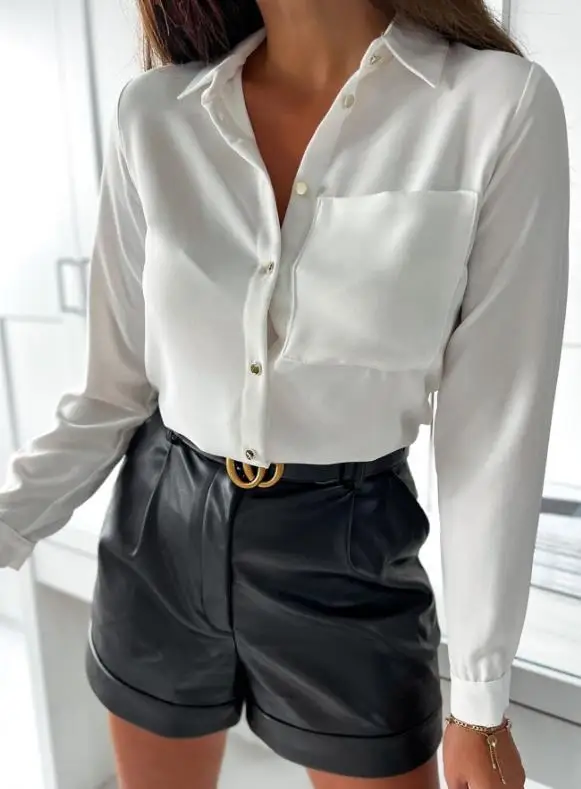 2025, herfst en winter, elegant, sexy, vrije tijd, vakantiestijl, high-end overhemd met knopen en lange mouwen, dameskleding