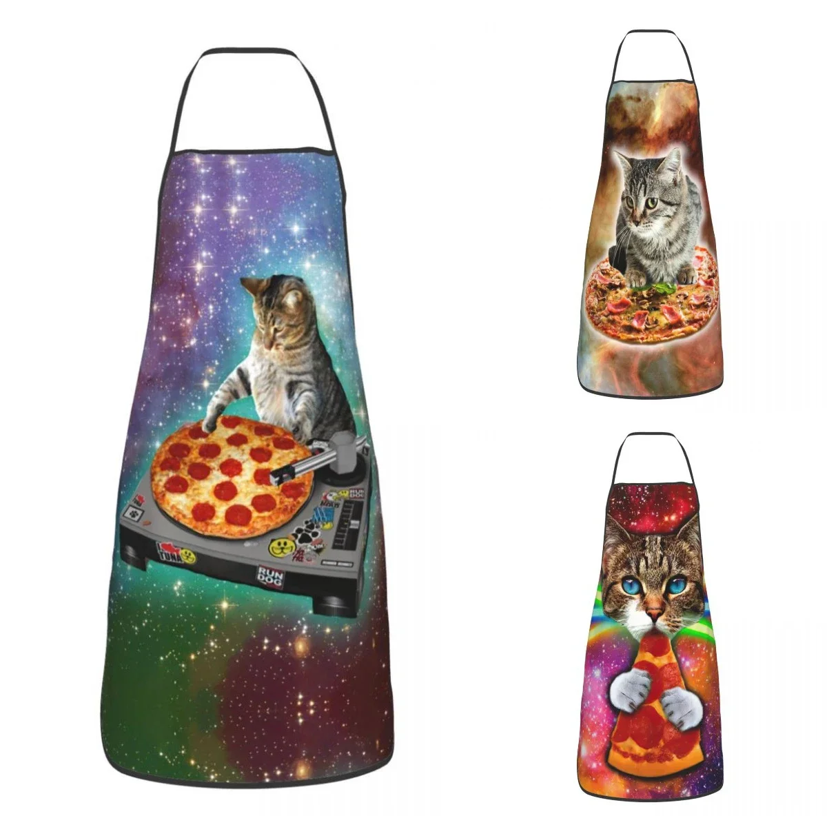 Hipster DJ Cat Pizza Bib Apron Men Women Unisex Kitchen Chef Food Funny Creative Tablier Cuisine for Cooking Baking Gardening