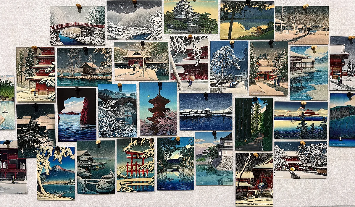 30Pcs Kawase Hasui Oil Painting Postcards Retro Art Greeting Cards Wish Message Card DIY Student Journal Scrapbook Decor Gift image 6