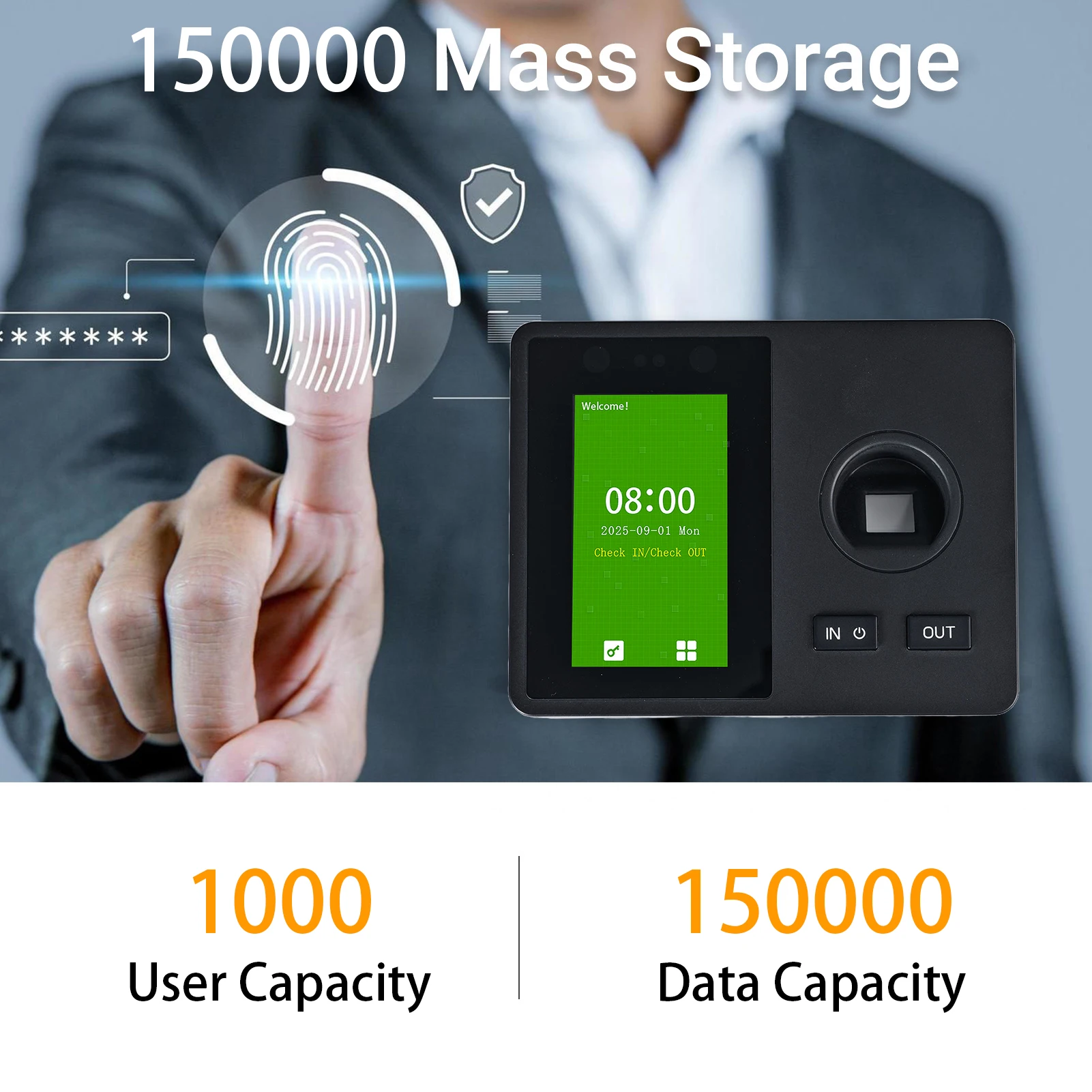 【ساخن】مسار وقت الحضور بدون تحويل مع 1000 كلمة مرور 1000 بطاقة هوية 1500 بصمة لآلة التحكم في الوصول للموظفين #5