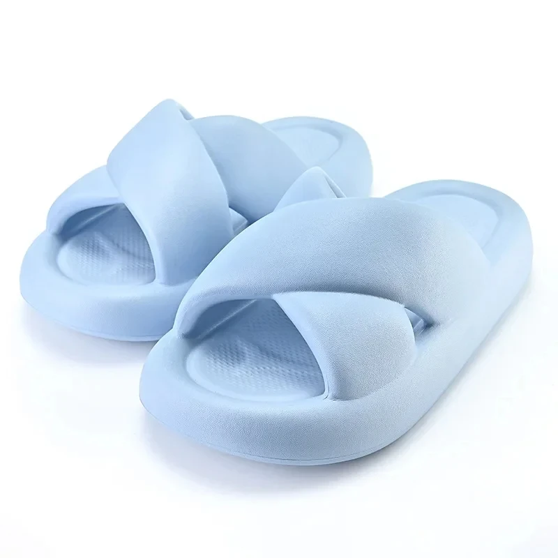 Eyriphy Women's Slippers Fashion Cross Band Sandals Thick Bottom Beach Shoes Cozy Casual House Flip Flops Female Bathroom Slides