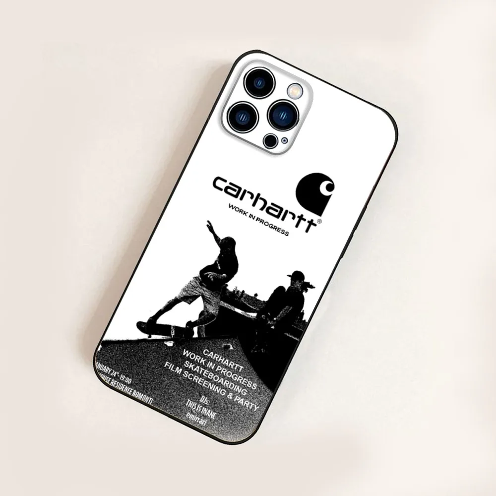 Funda de teléfono Cool c-carhartt para iPhone 16,15,14,13,12,11,Pro,X,XS,Max,XR,Plus,Mini suave funda de silicona negra