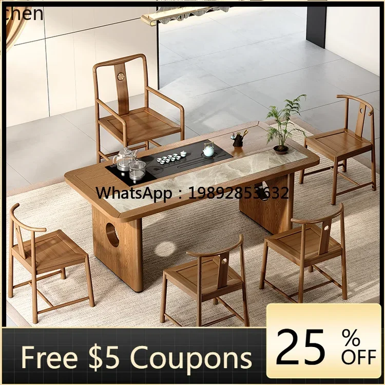 r5.13 AB solid wood tea table and chair combination rock slab splicing reception Kung Fu tea table home accessories