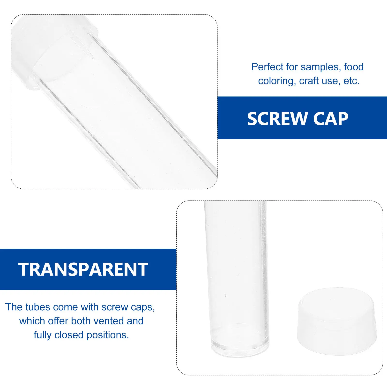 25Pcs Clear Test Tubes Plastic Leak Proof Caps Laboratory Transparent Tubes Multipurpose Portable Experiment Use