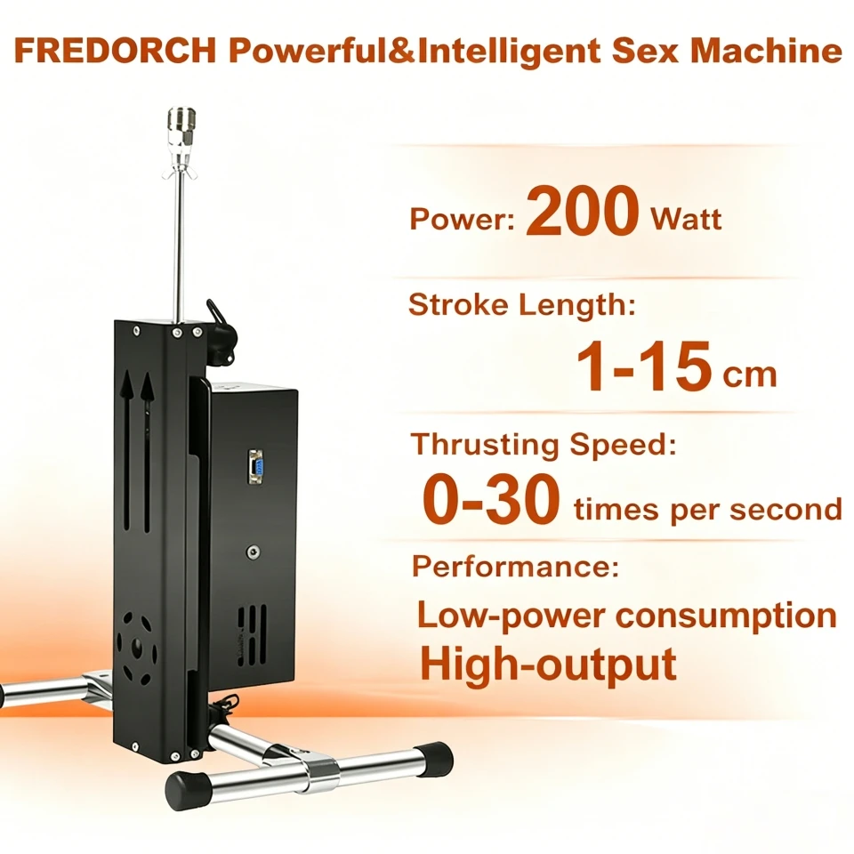 FREDORCH Three Controllers 200W Powerful Sex Machine with Dildo Toys for Female Male, Strokes 15cm, Intelligent Sex Machine